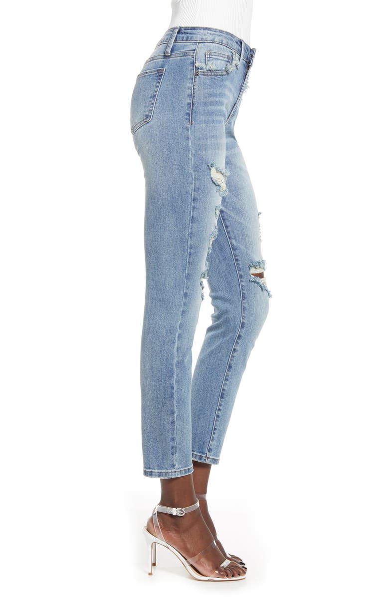 English Factory High Waist Ripped Ankle Skinny Jeans, Alternate, color,