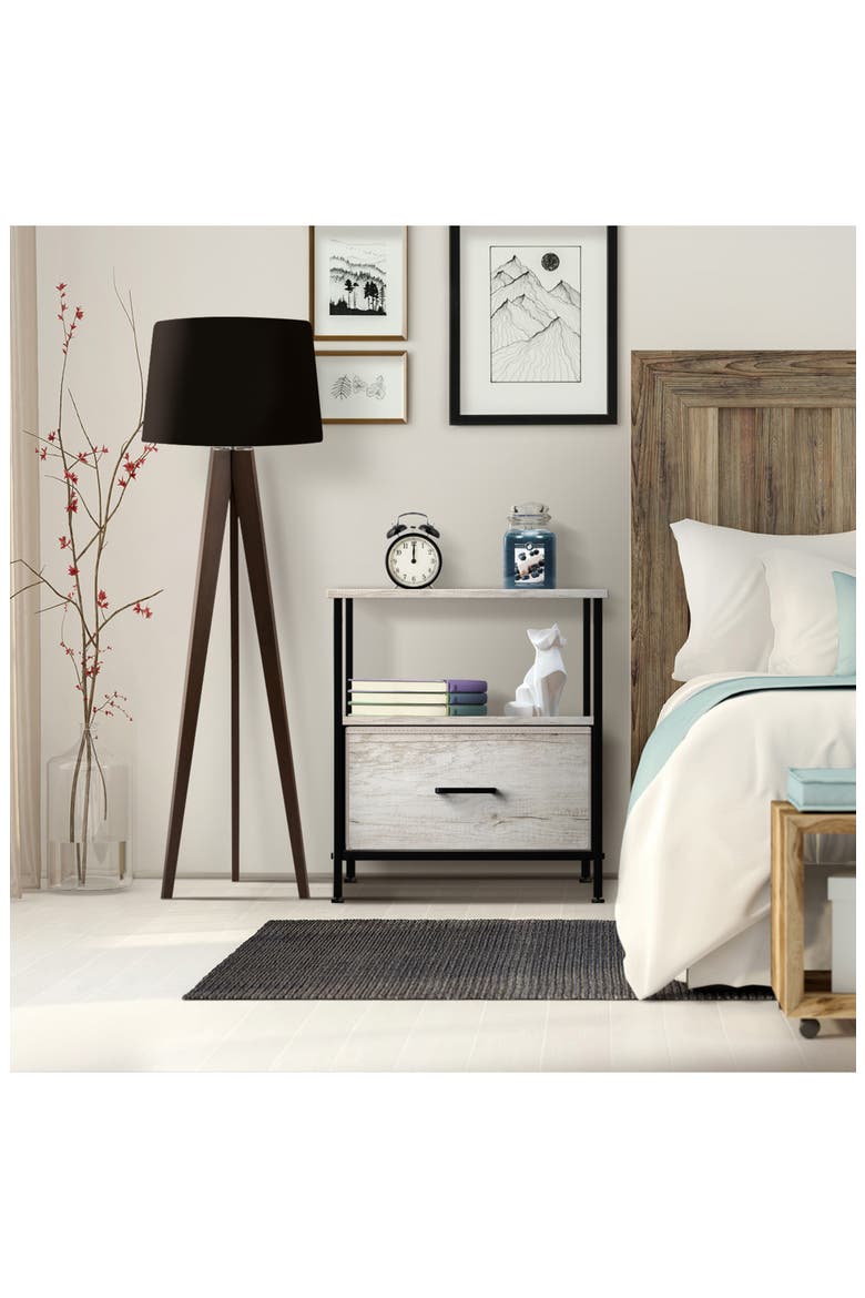 Nightstand 1-Drawer Shelf Storage, Alternate, color, GREIGE