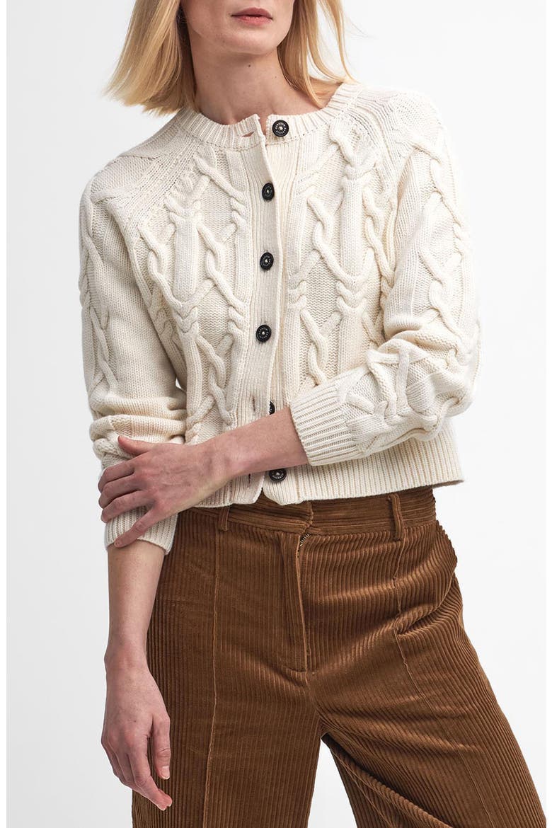 Lorelei Cable Wool Blend Cardigan, Main, color, ECRU