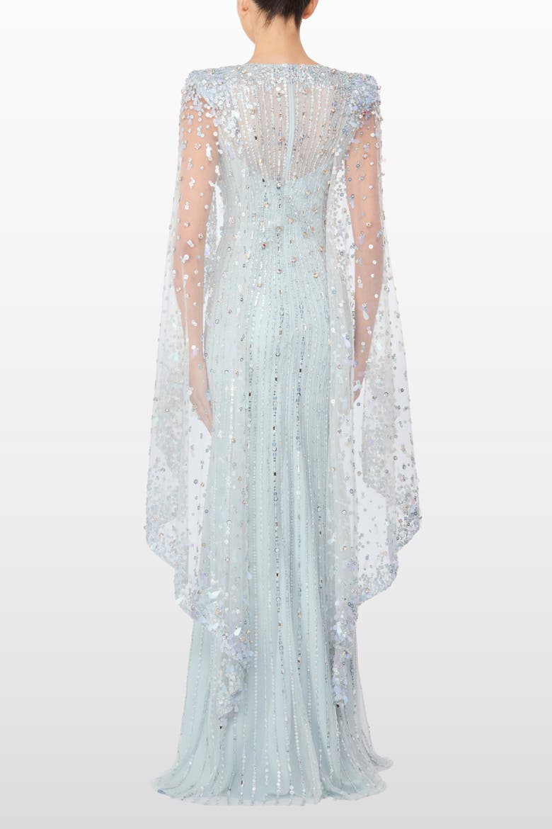 Blaize Embellished Cape Maxi Dress, Alternate, color, Porcelain