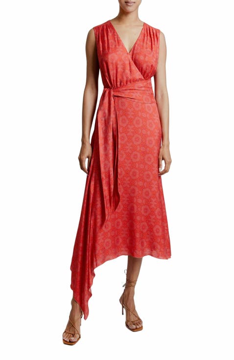 VELIA Sleeveless Faux-Wrap Asymmetric Dress