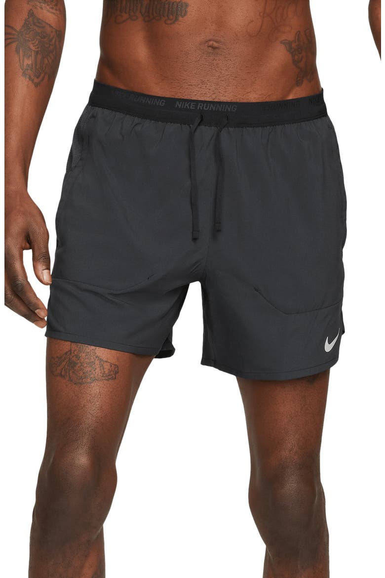 Dri-FIT Stride 5-Inch Running Shorts, Main, color, 010 BLACK/REFSIL