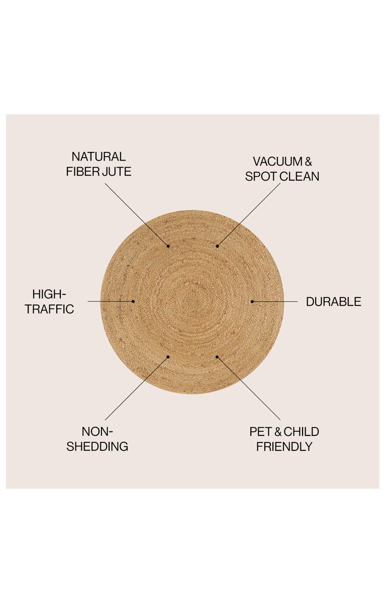 JONATHAN Y Soleil Round Natural Jute Braided Circle Natural Round Area Rug, Alternate, color, Natural