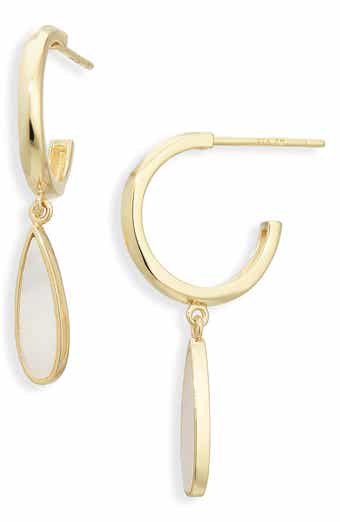 ARGENTO VIVO Mother-of-Pearl Teardrop Huggie Hoop Earrings