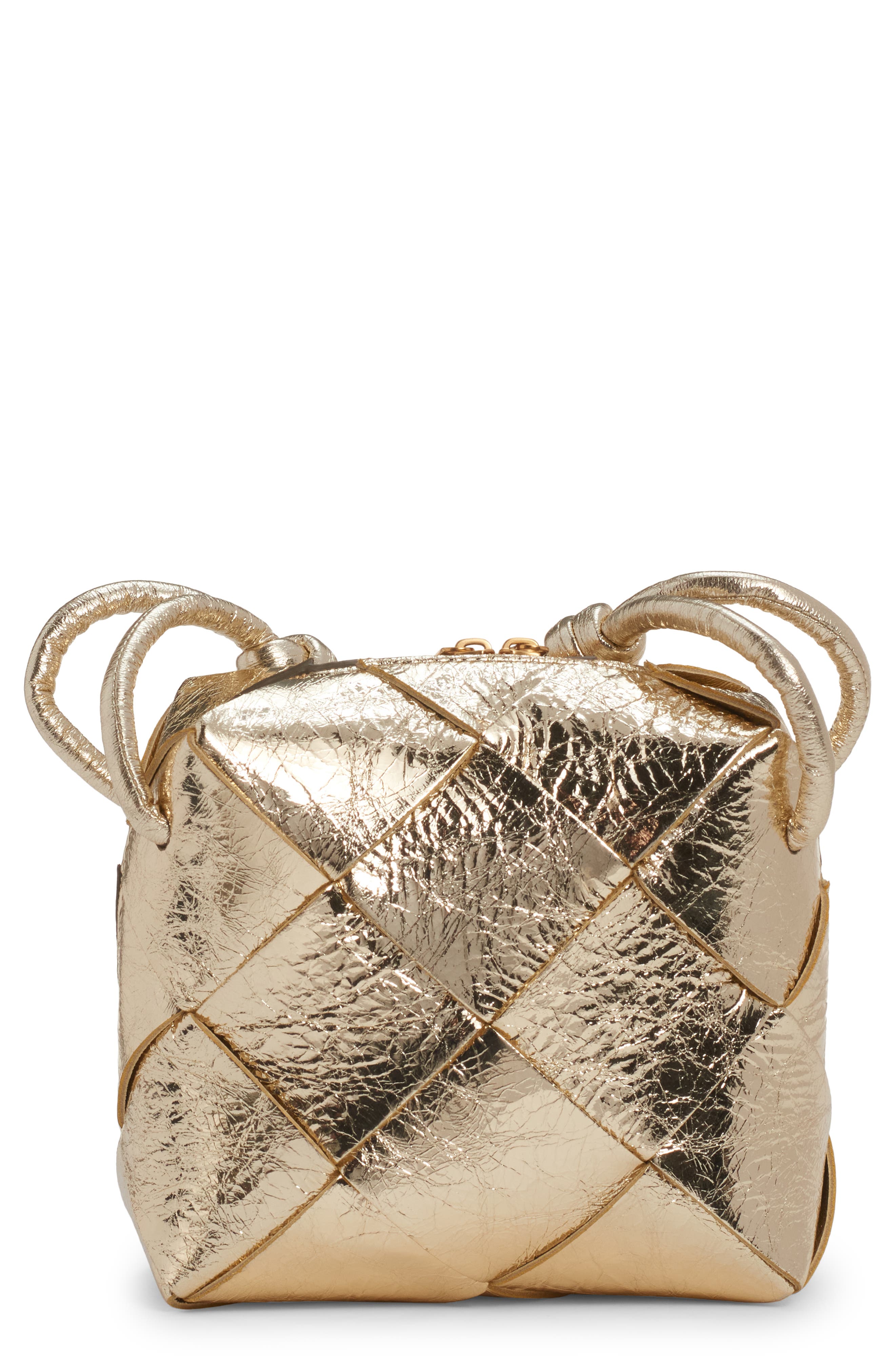 Small Clicker Intreccio Leather Shoulder Bag, Main, color, SUPERMOON/ GOLD