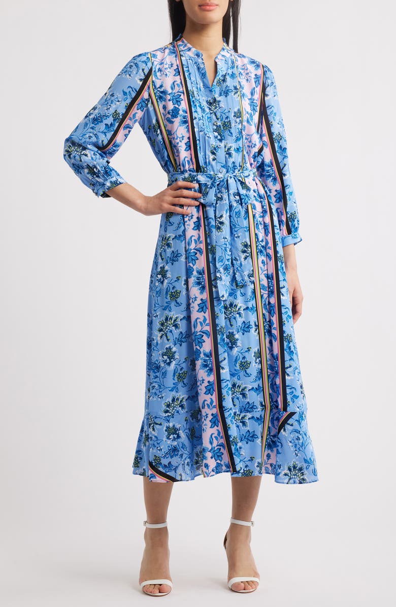 Elie Tahari The Mila Twilight Stripe Long Sleeve Maxi Dress, Main, color, 