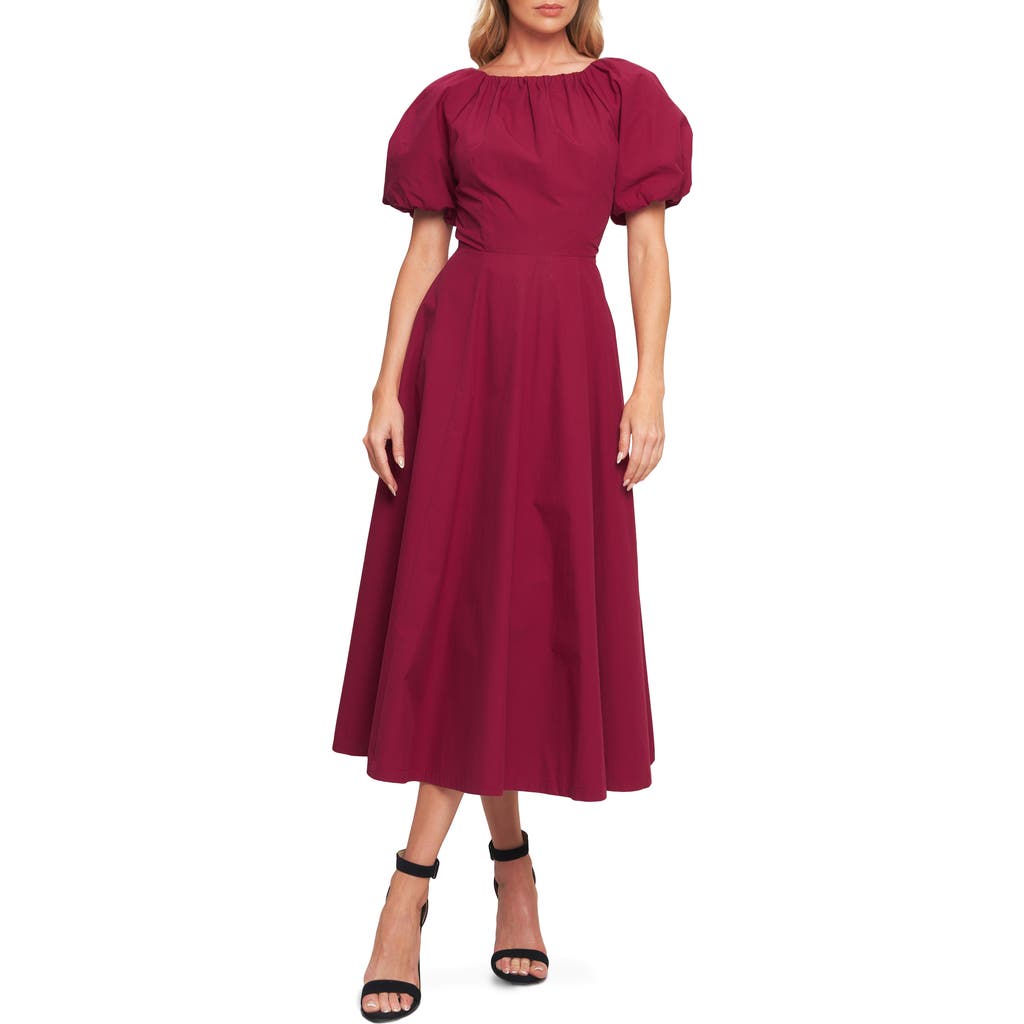 Flying Tomato Puff Sleeve A-line Cotton Maxi Dress In Burgundy