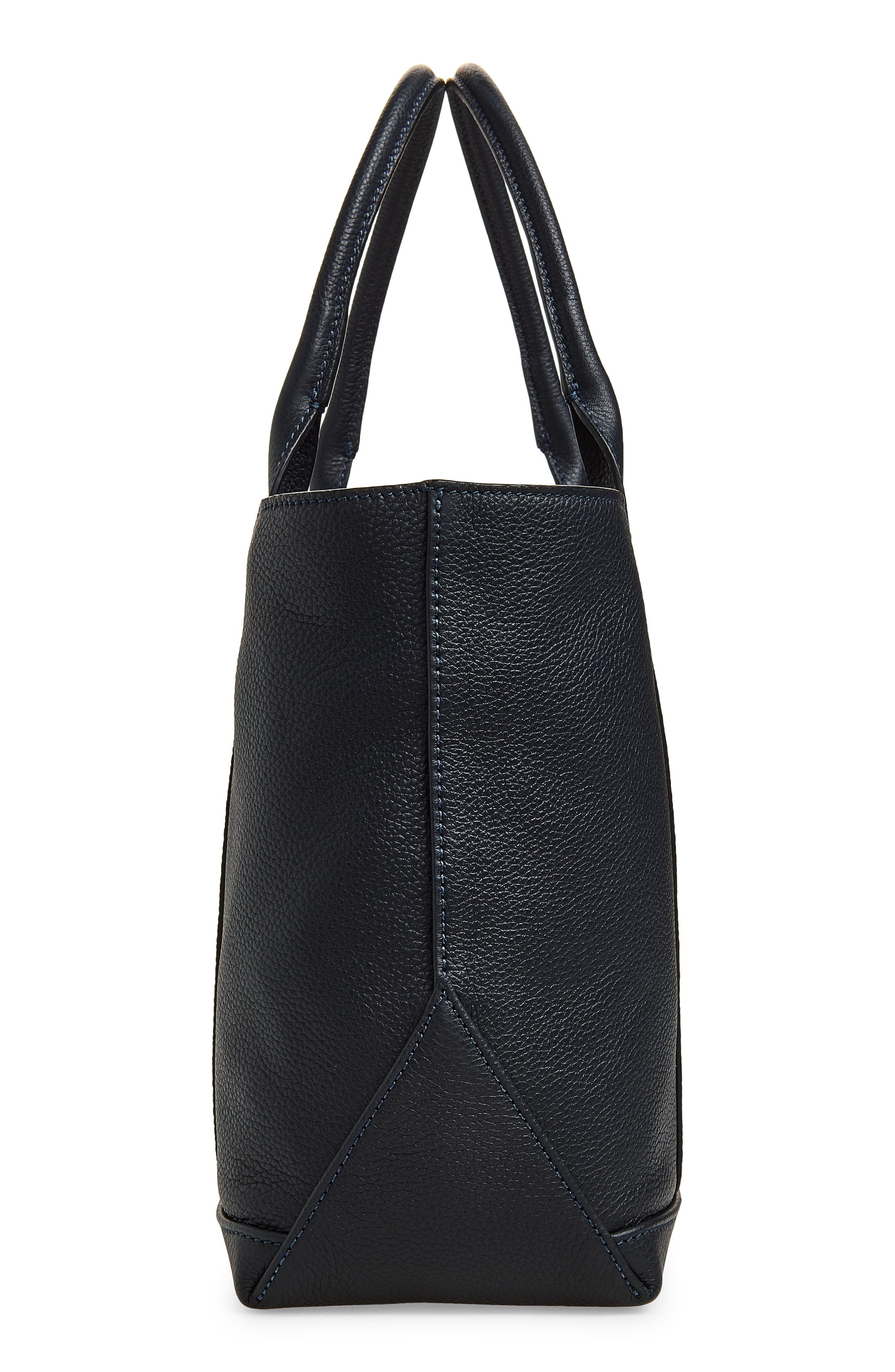 Small Tool Pebbled Leather Tote, Alternate, color, NAVY