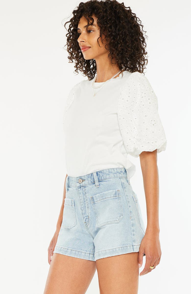 KanCan Jen High Rise Trouser Shorts, Alternate, color, Light Wash