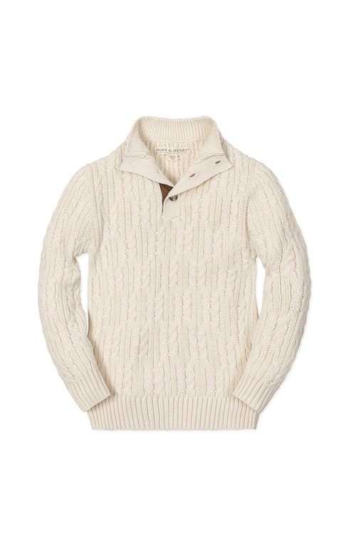 Hope & Henry Kids' Organic Mock Neck Cable Sweater In Neutral