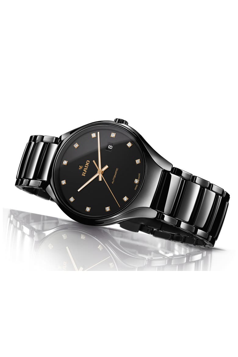 True Automatic Diamond Ceramic Watch, 40mm, Alternate, color, BLACK