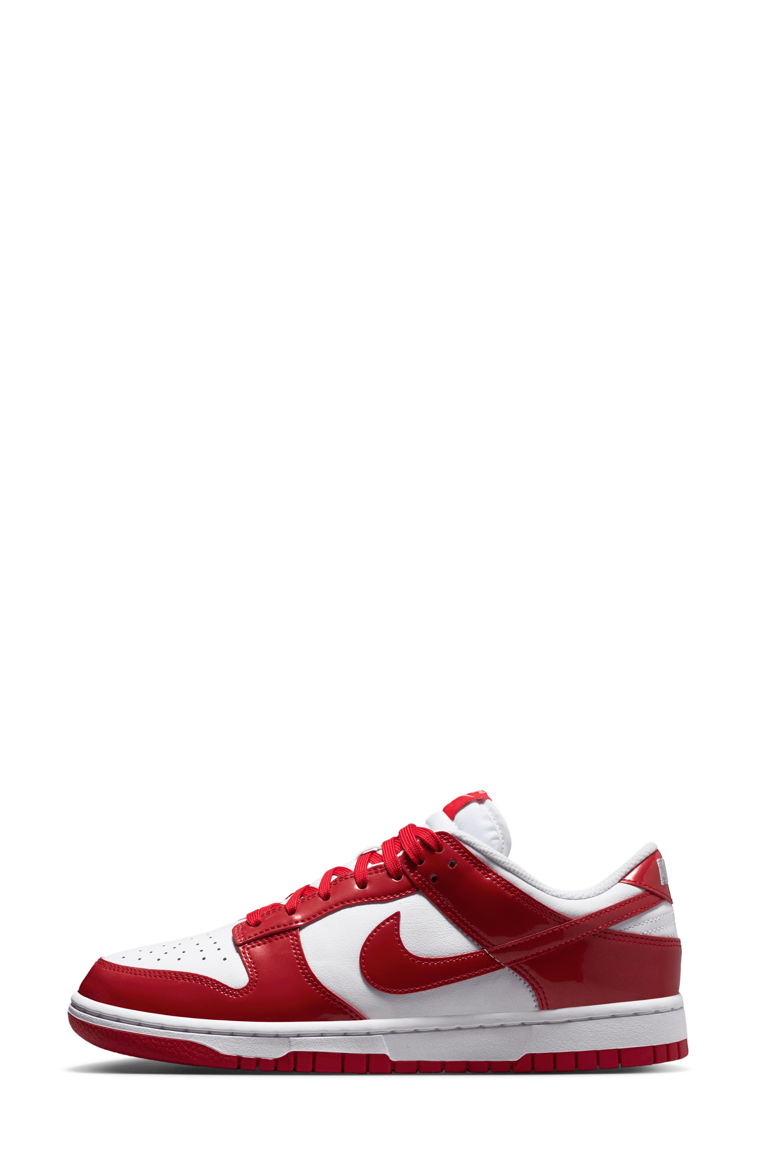 Dunk Low SE Basketball Sneaker, Alternate, color, WHITE/ SILVER/ UNIVERSITY RED
