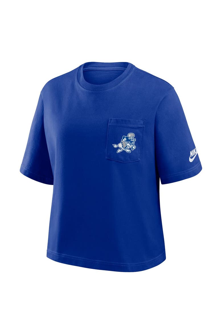 Women's Nike Navy Dallas Cowboys Rewind Pocket Boxy T-Shirt, Alternate, color, Navy