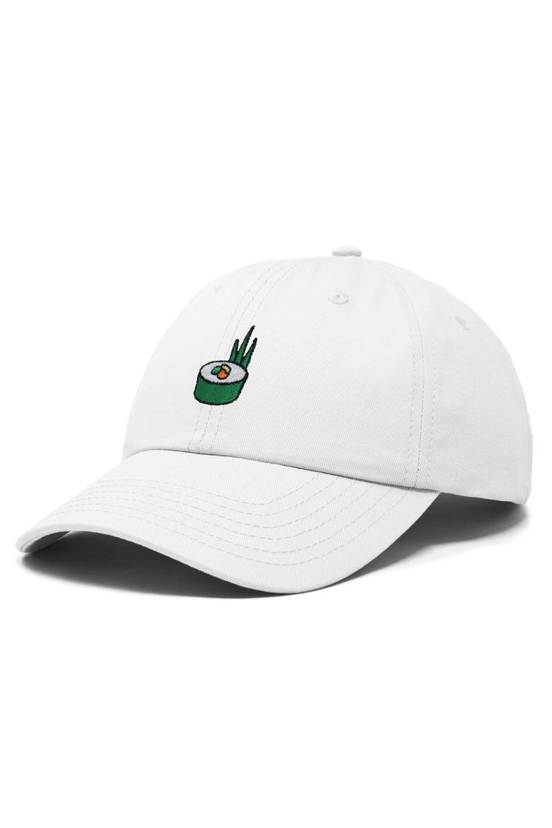 Sushi Roll Embroidered Dad Hat, Alternate, color, White