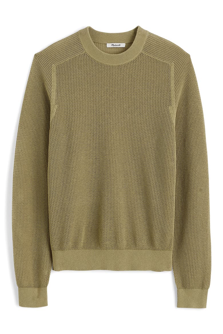 Mesh Knit Crewneck Sweater, Alternate, color, LIGHT CARGO