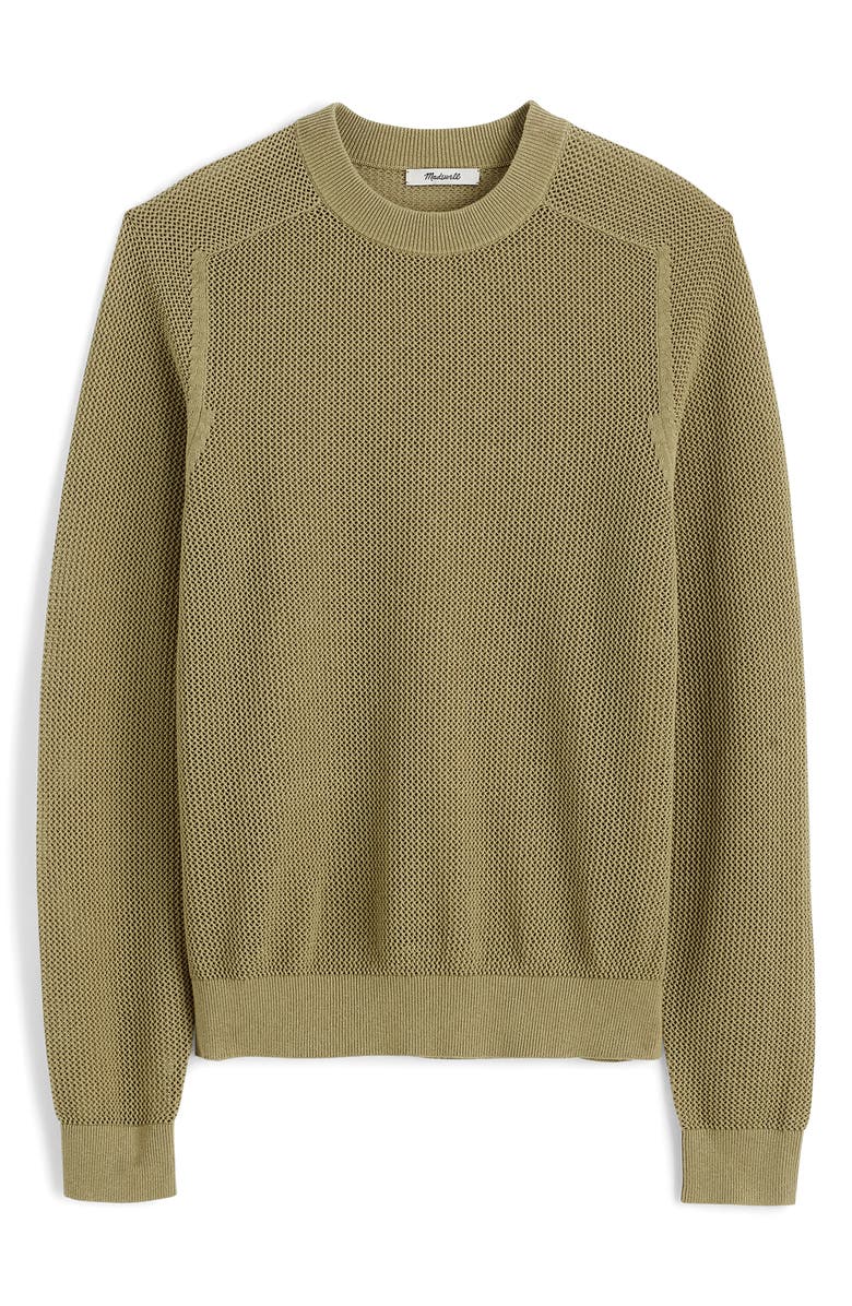 Madewell Mesh Knit Crewneck Sweater, Alternate, color, Light Cargo