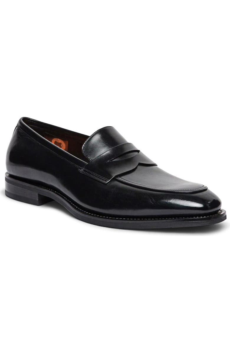 Santoni Gregor Patent Leather Penny Loafer, Main, color, Black