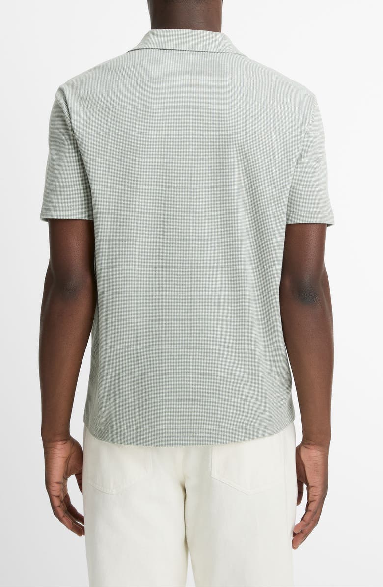 Vince Johnny Collar Houndstooth Cotton Polo, Alternate, color, Broad Leaf/ Optic White