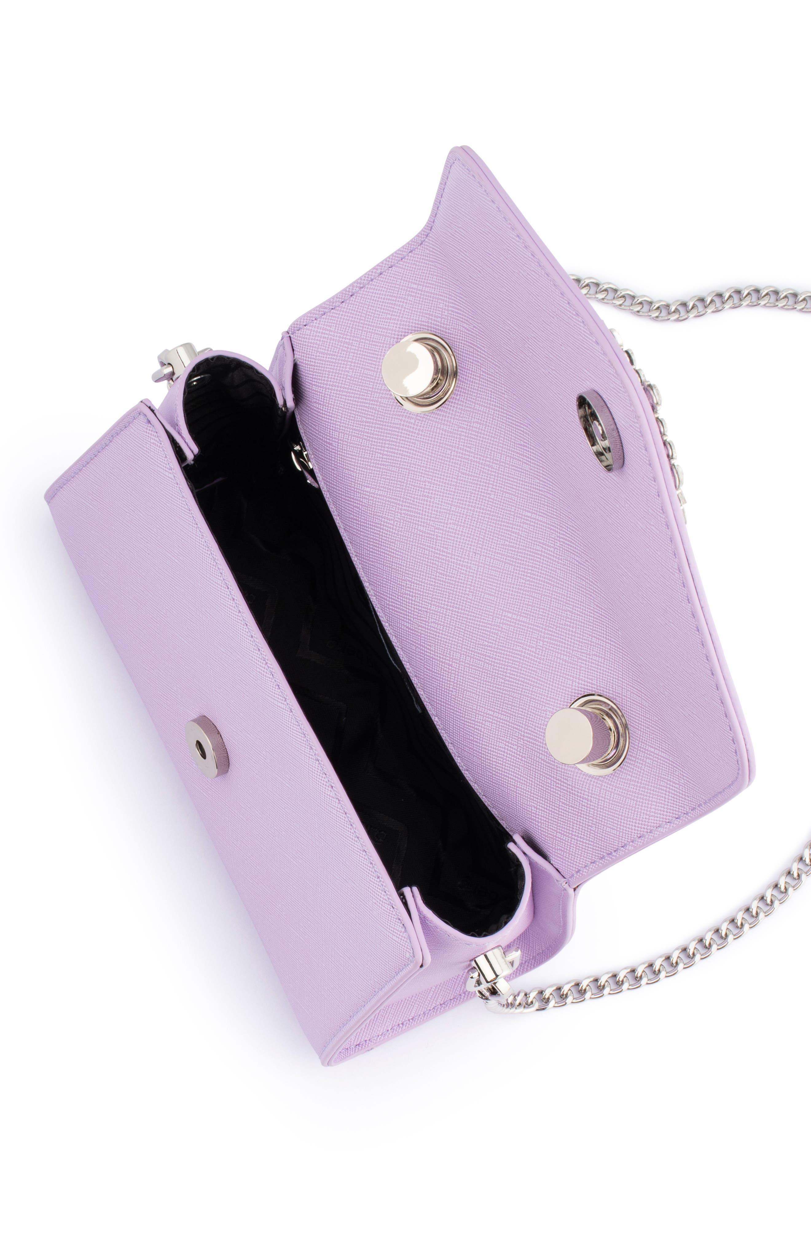 Olga Berg Alejandra Embellished Top Handle Bag, Alternate, color, Lilac