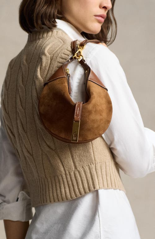 Polo Ralph Lauren Mini Suede & Leather Shoulder Bag In Brown