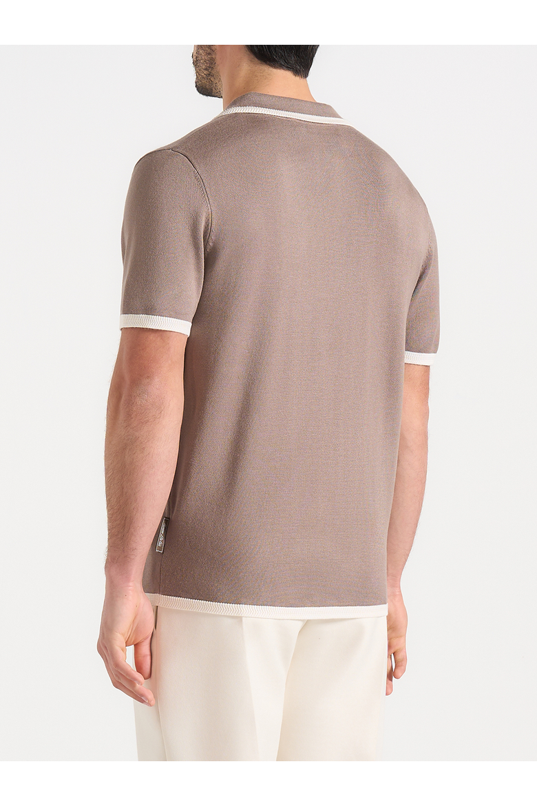 Lambert Contrast Detail Knit Polo, Alternate, color, Mushroom