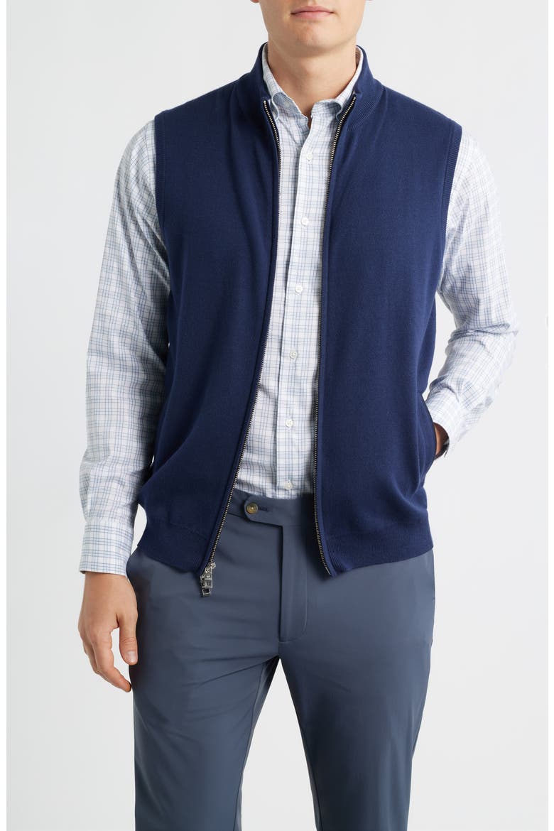 Coolspun Performance Full Zip Sweater Vest, Main, color, NAVY