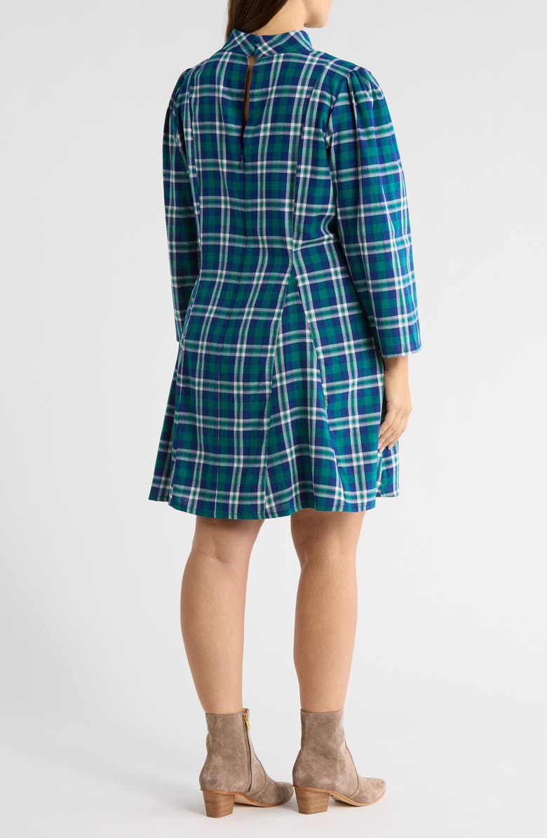 SUGARLIPS Buckley Plaid Bow Minidress, Alternate, color, Navy-Green