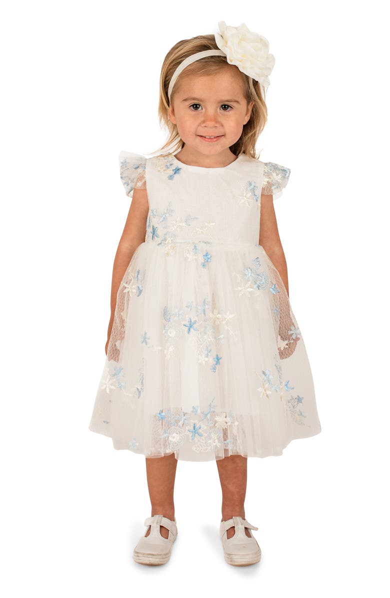 Popatu Kids' Floral Embroidered Flutter Sleeve Party Dress, Alternate, color, 