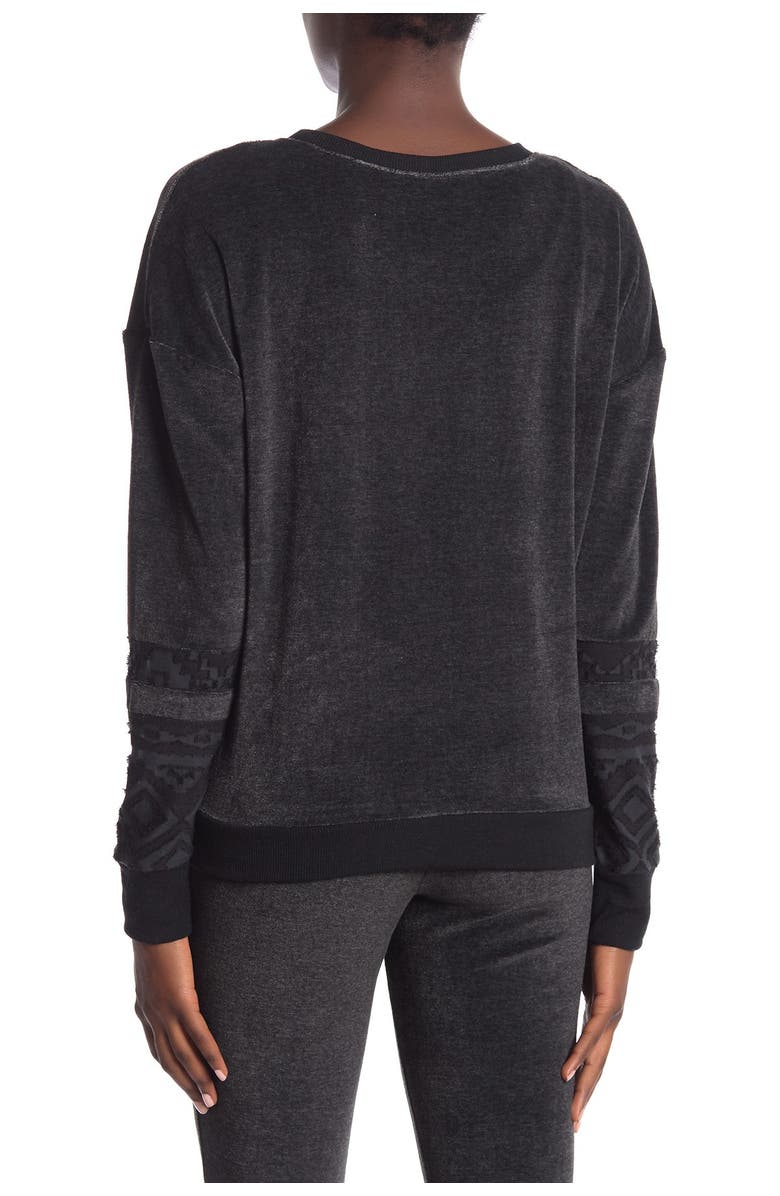 Honeydew Geo Cuff Velour Sweatshirt, Alternate, color,