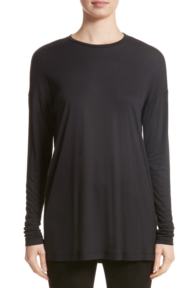 Crewneck Jersey Tee, Main, color, BLACK