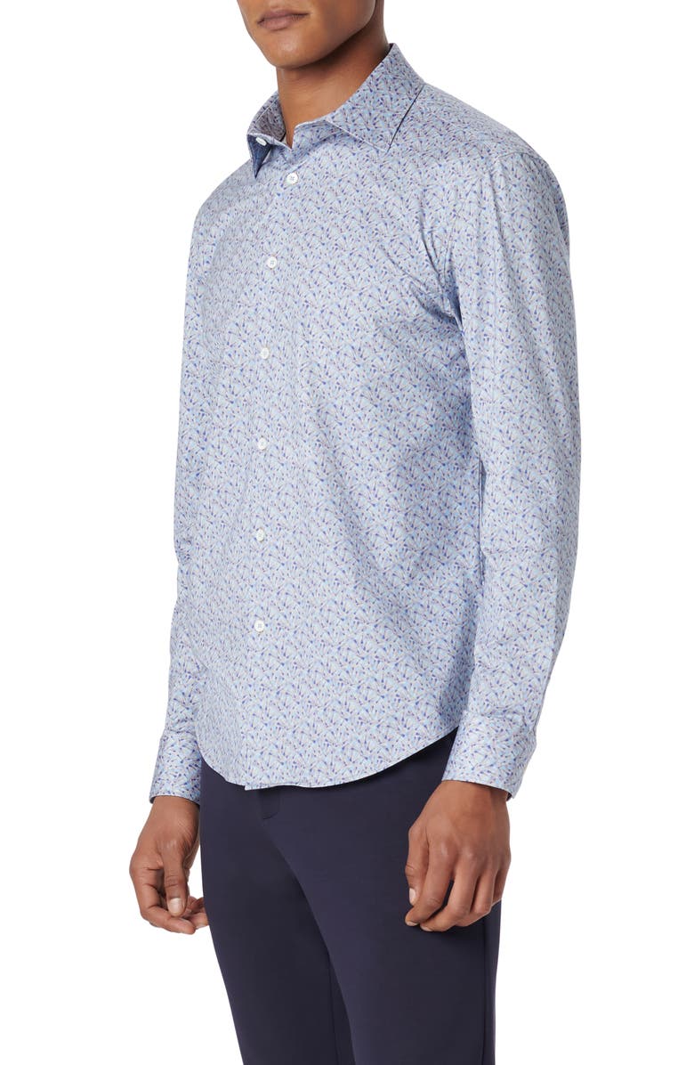 Bugatchi James OoohCotton<sup>®</sup> Geometric Print Button-Up Shirt, Alternate, color, Air Blue