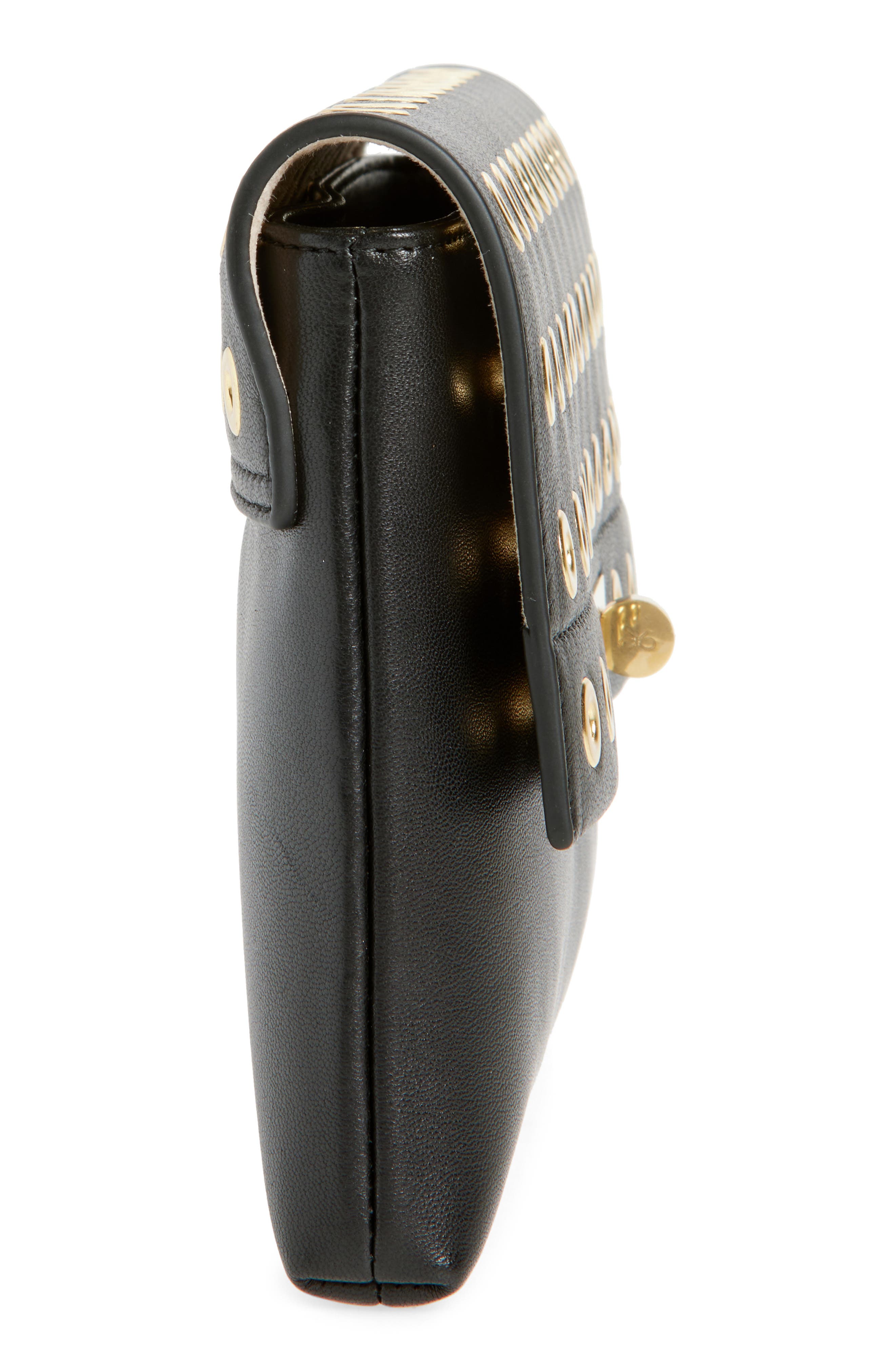 Anya Hindmarch Valorie Eyelet Leather Clutch, Alternate, color, Black