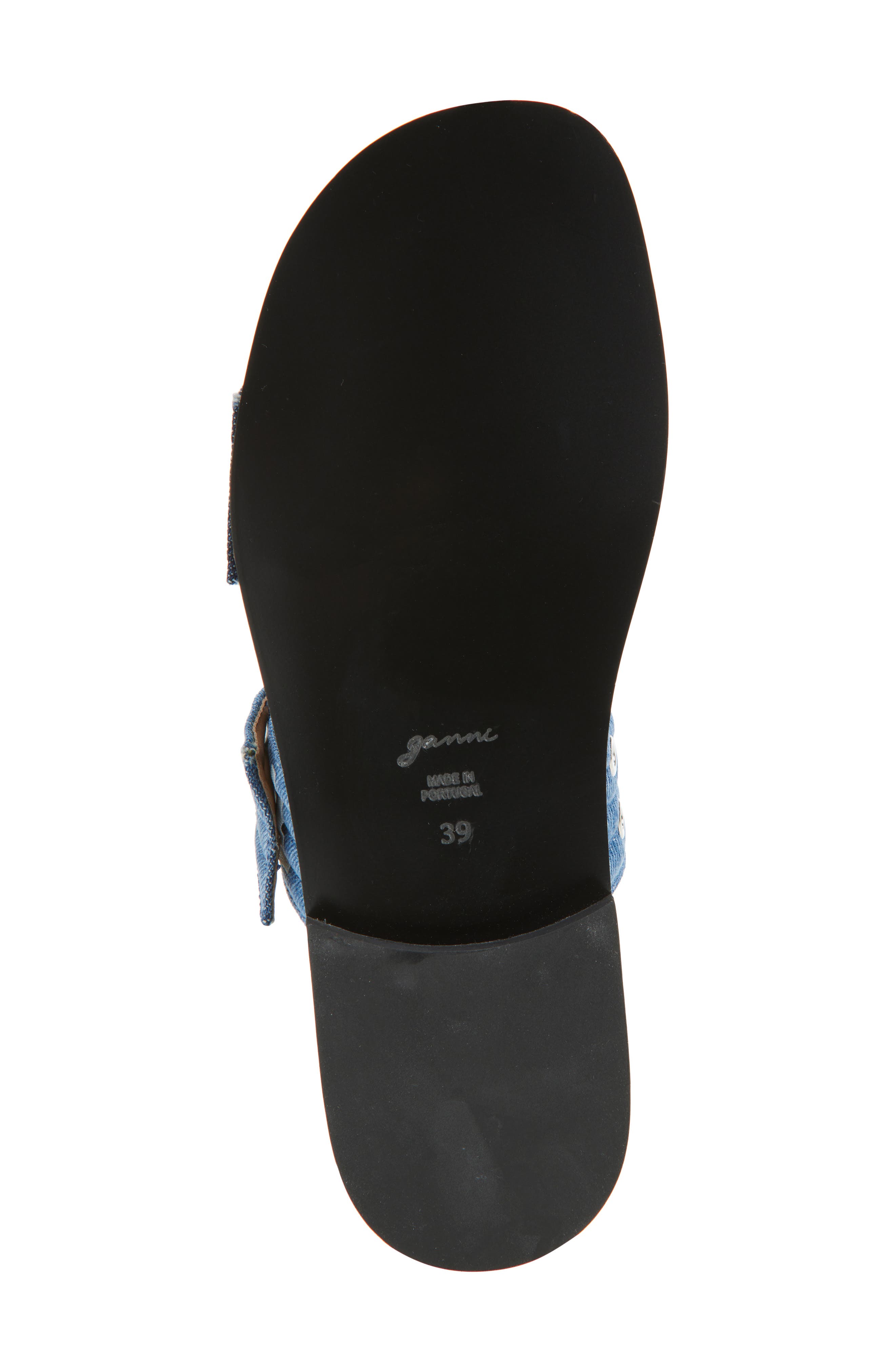 Ganni Feminine Buckle Strap Denim Slide Sandal, Alternate, color, Mid Blue Vintage