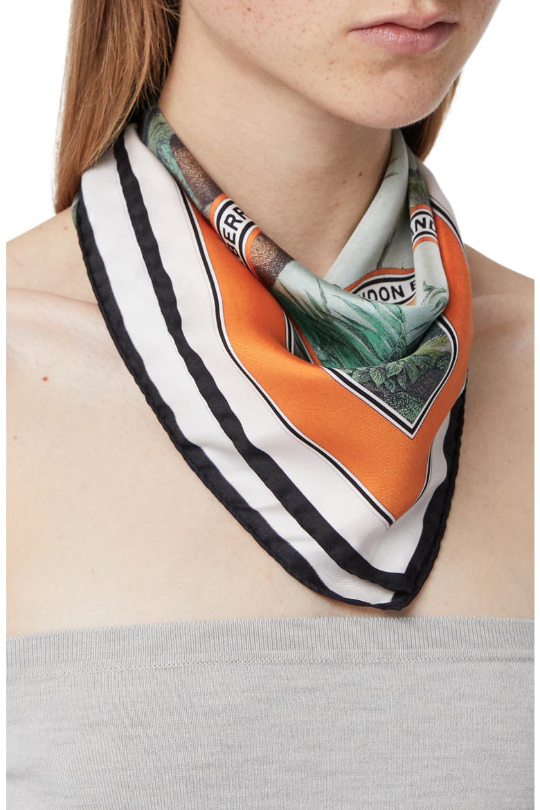 Logo Monkey Print Silk Scarf, Alternate, color, LIGHT OPAL GREEN