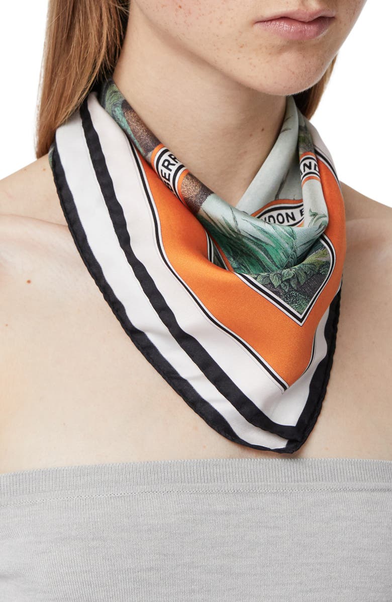 Burberry Logo Monkey Print Silk Scarf, Alternate, color,
