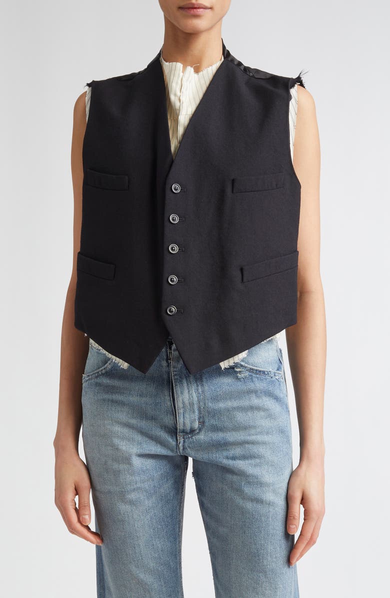 Maison Margiela Anonymity of the Lining Virgin Wool & Satin Vest, Main, color, 