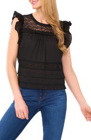 CeCe Lace & Ruffle Top