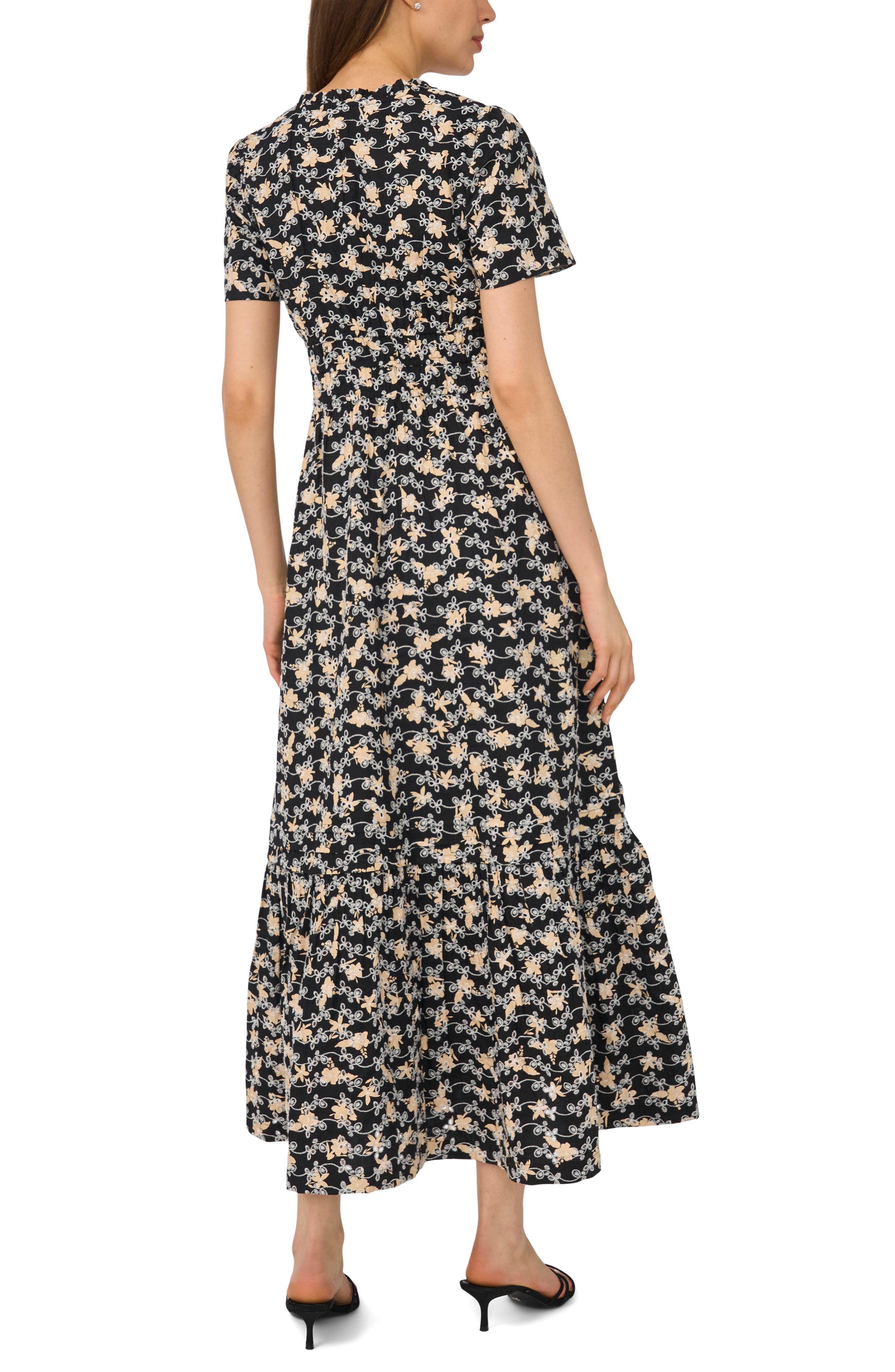 Floral Embroidered Tiered Cotton Maxi Dress - image 2