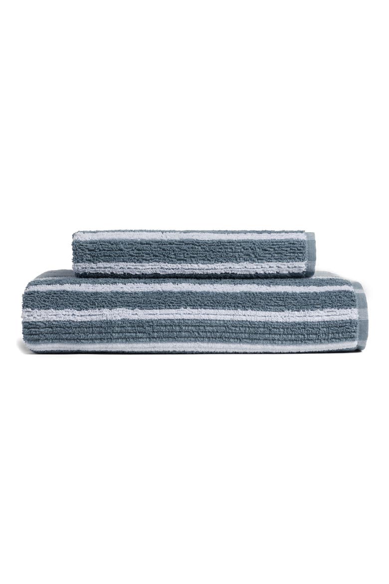 Resort Stripe Organic Cotton Terry Bath Towel, Main, color, WAVE/ WHITE