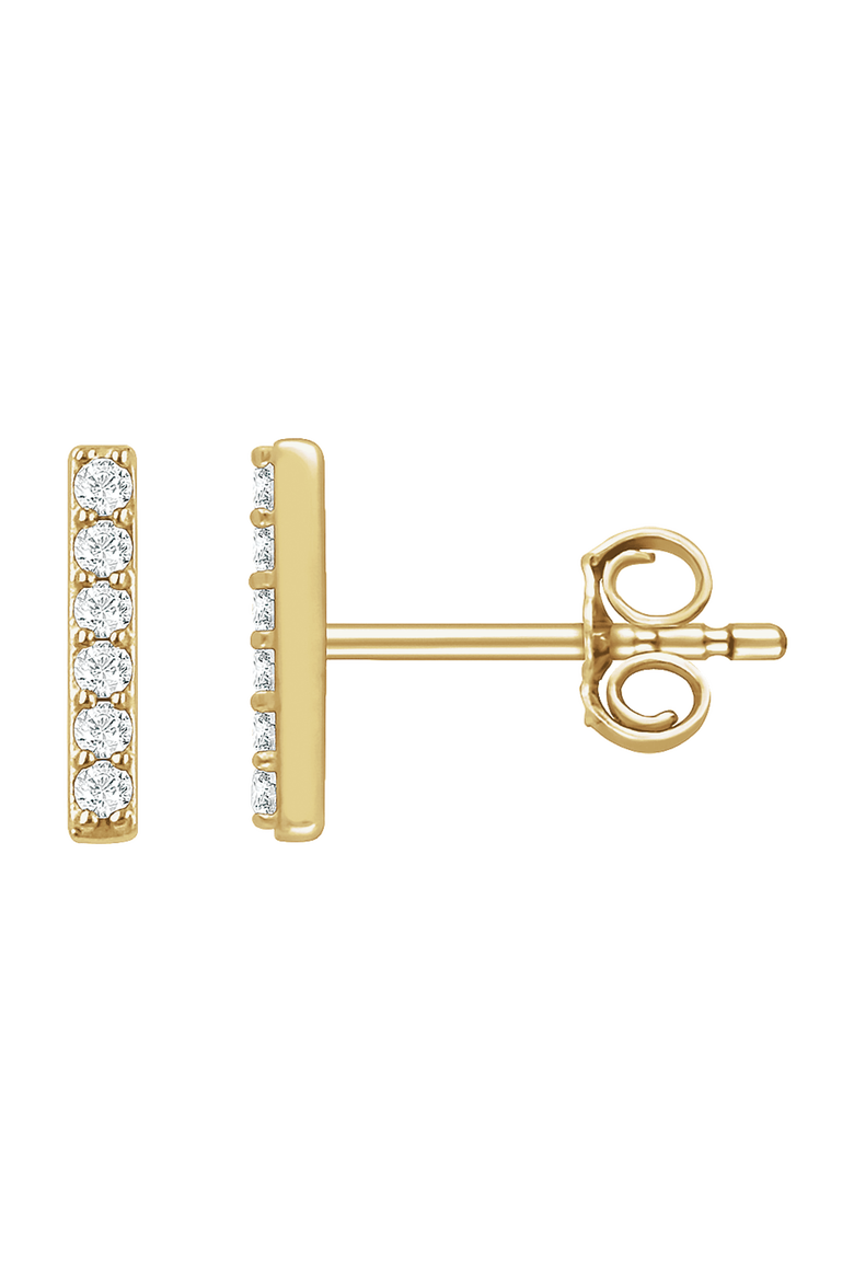1/10 CT Natural Diamond Stud Bar Earrings in 14K Gold, Main, color, Gold