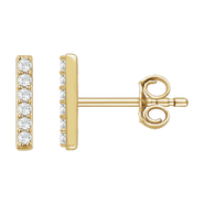 Ivy & Pearl Co. 1/10 CT Natural Diamond Stud Bar Earrings in 14K Gold