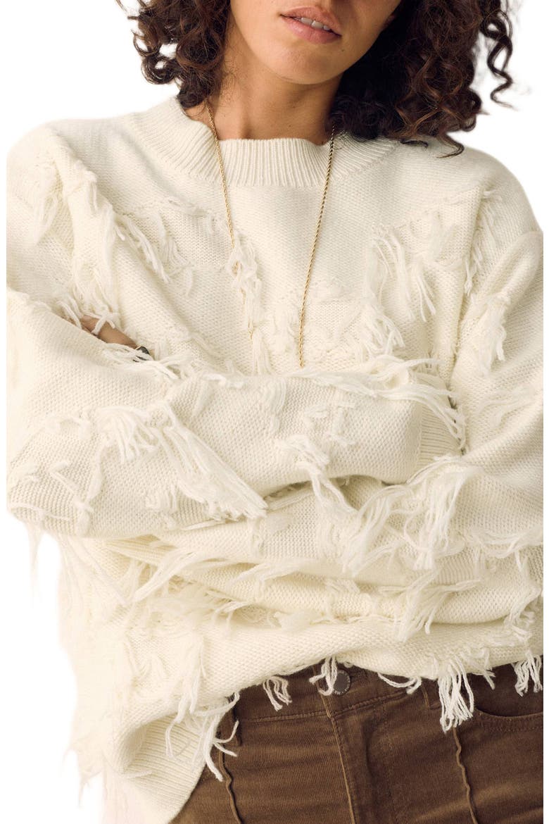 Fringe Crewneck Sweater, Main, color, CREAM