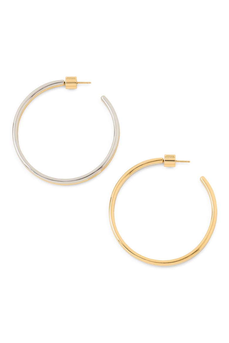 2-Tone Thread Hoop Earrings, Main, color, TWO TONE