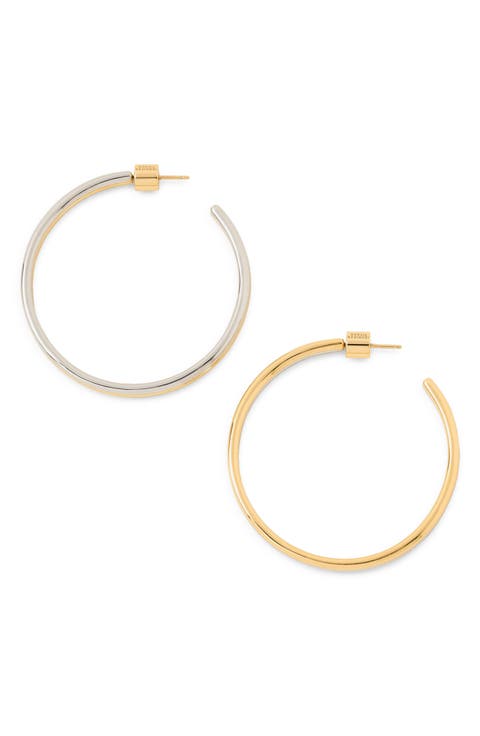 2-Tone Thread Hoop Earrings