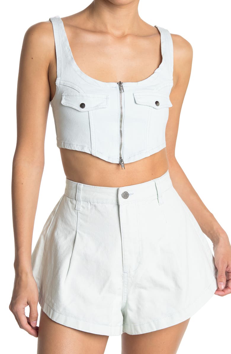 WeWoreWhat We Wore What Denim Corset Tank, Main, color, 
