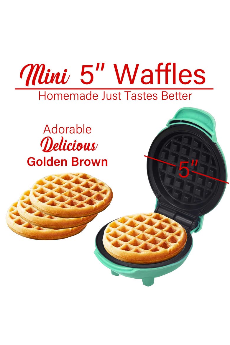 Non-Stick 5 Inch Multi-Use Mini Waffles Maker in Blue, Alternate, color, Blue