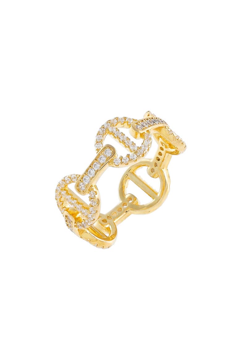 Adina's Jewels Pavé Cubic Zirconia Mariner Link Ring, Main, color, GOLD