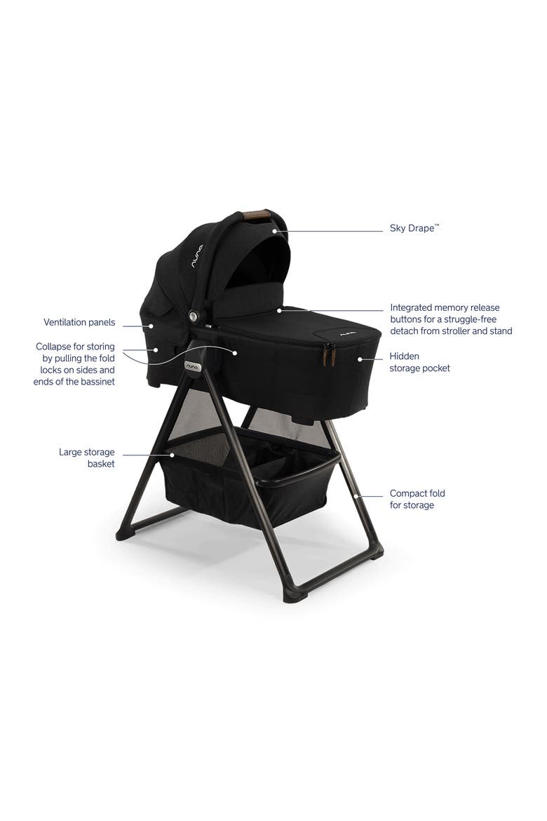 lytl series™ bassinet + stand, Alternate, color, CAVIAR/COGNAC