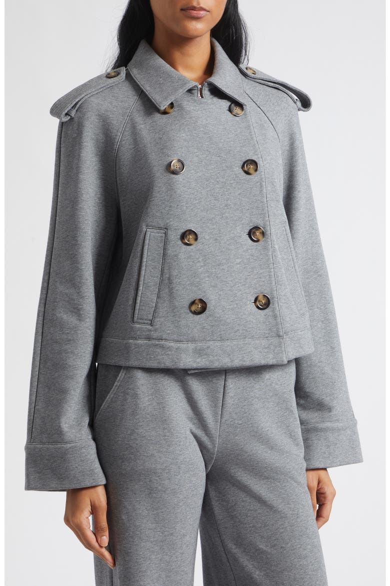Conneley Cropped Trench Jacket, Alternate, color, HEATHER GREY
