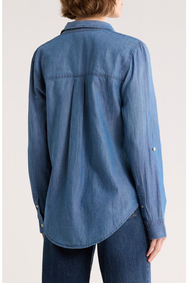 Casual Chambray Button-Up Shirt, Alternate, color, MEDIUM WASH